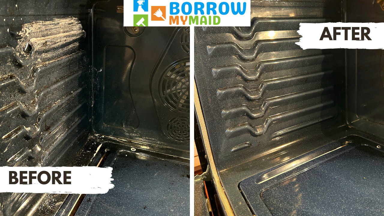 before and after of oven door cleaning