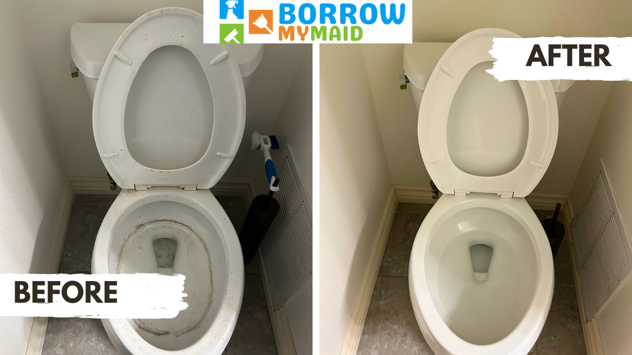 before and after of toilet cleaning